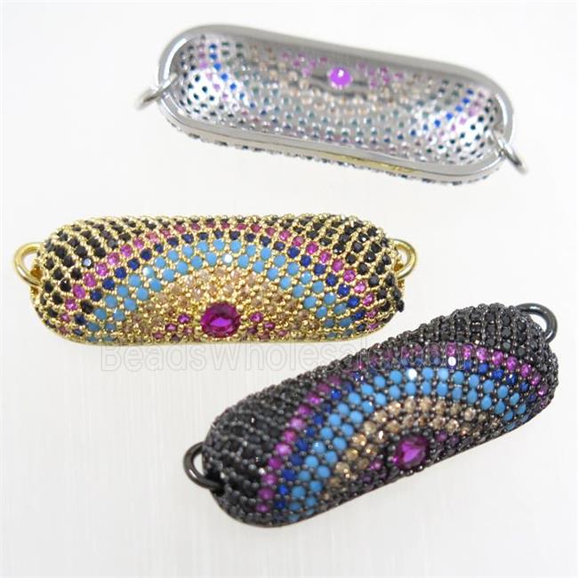 copper connector paved zircon, mixed color