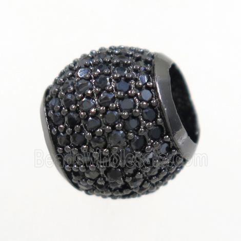 round copper beads paved zircon, black plated