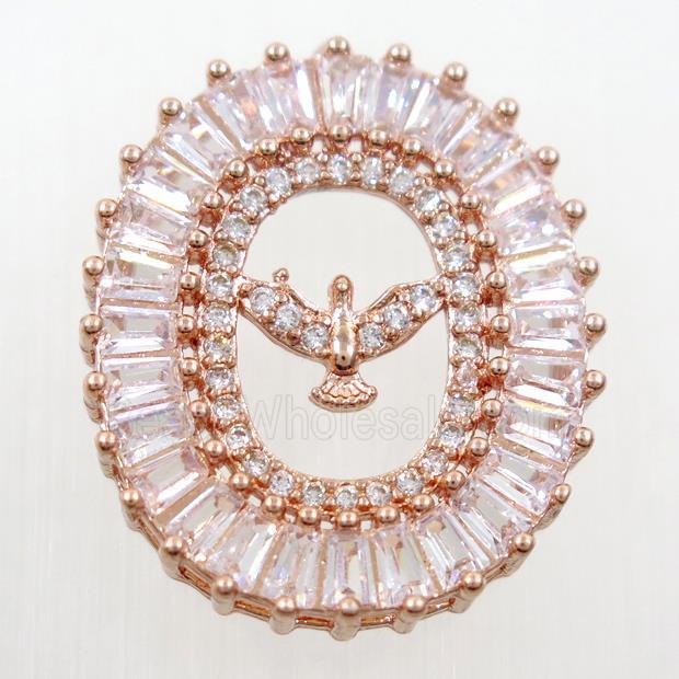 copper Hawk pendants paved zircon, rose gold