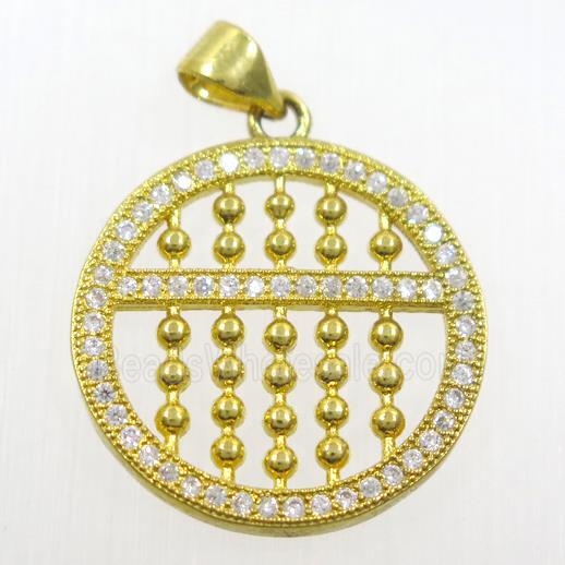 copper Susanpan pendant paved zircon, gold plated