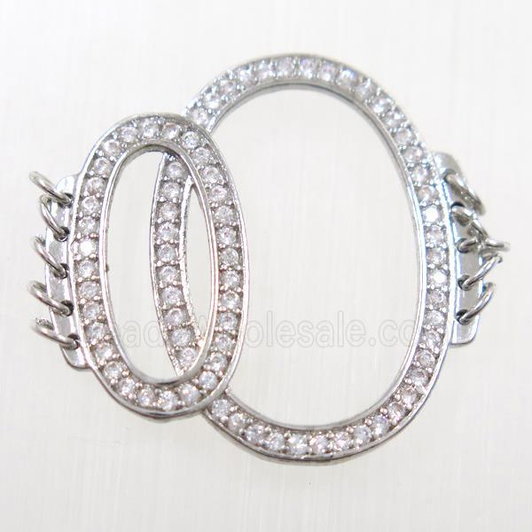 copper linker paved zircon, platinum plated