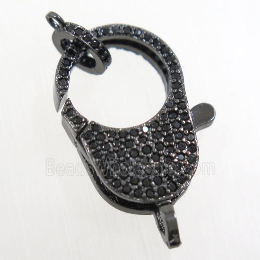 copper Lobster Clasp paved zircon, black plated