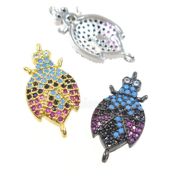 copper Cicada connector paved zircon, mix color