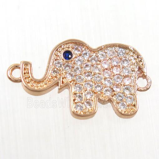 copper Elephant connector paved zircon, rose gold