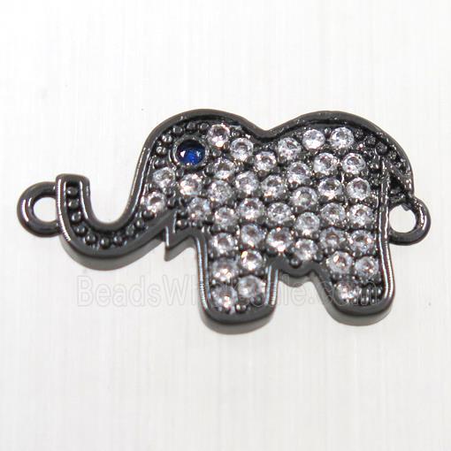 copper Elephant connector paved zircon, black plated