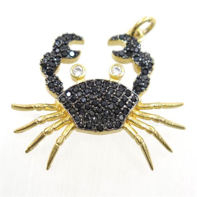 copper Cancer pendant paved zircon, gold plated
