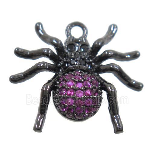 copper Spider pendant paved zircon, black plated