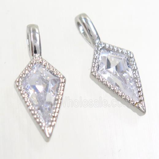 copper pendants paved zircon, platinum