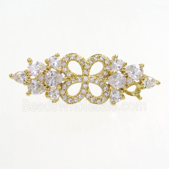 copper bead paved zircon, gold plated