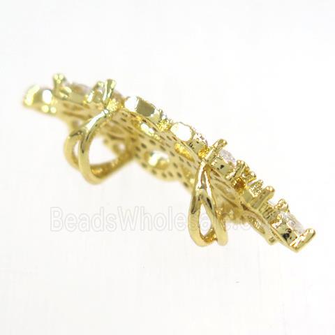 copper bead paved zircon, gold plated