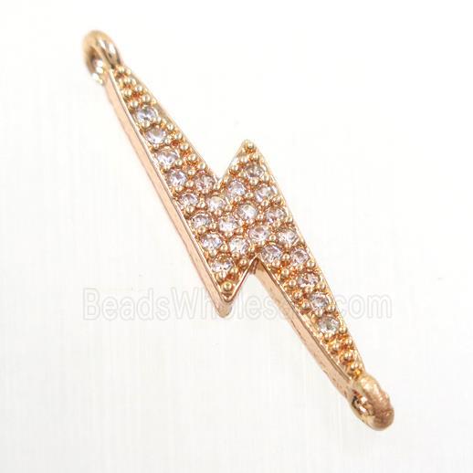 copper connector paved zircon, rose gold