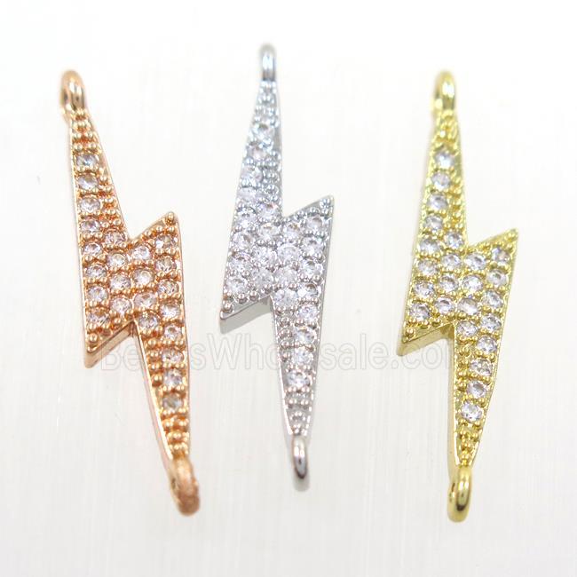 copper lightning connector paved zircon, mix color