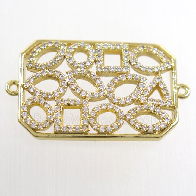 copper connector paved zircon, gold plated