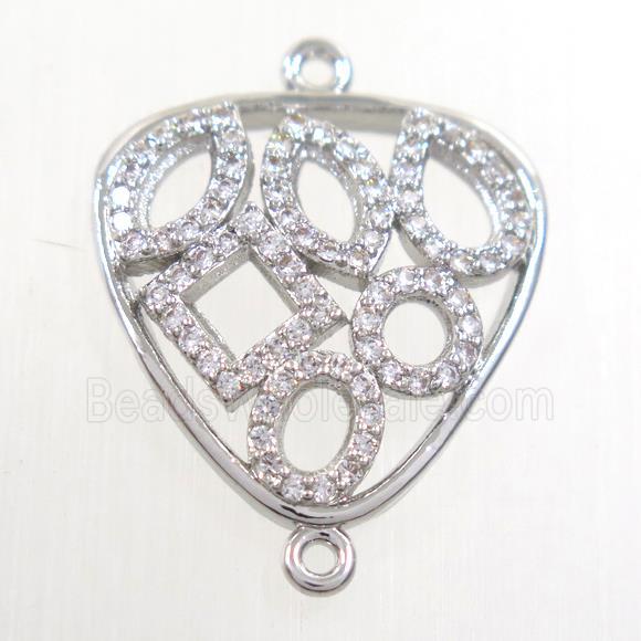 copper connector paved zircon, triangle, platinum
