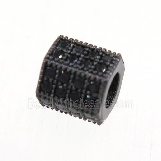 copper tube beads paved zircon, black plated