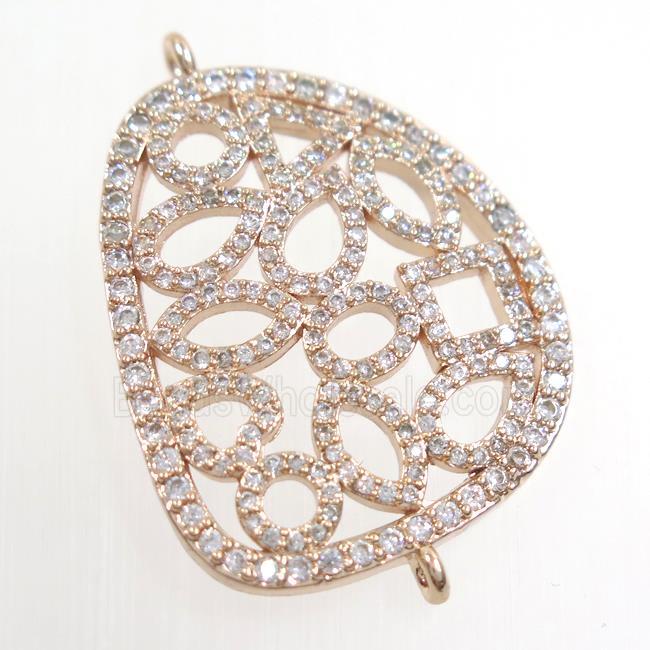 copper leaf connector paved zircon, rose gold