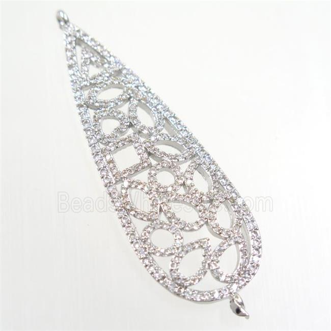copper leaf connector paved zircon, platinum plated