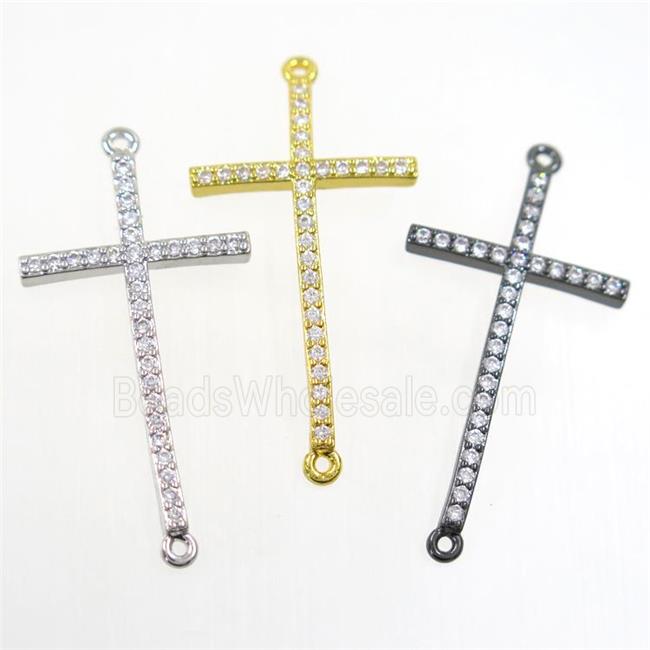 copper cross connector paved zircon, mix color