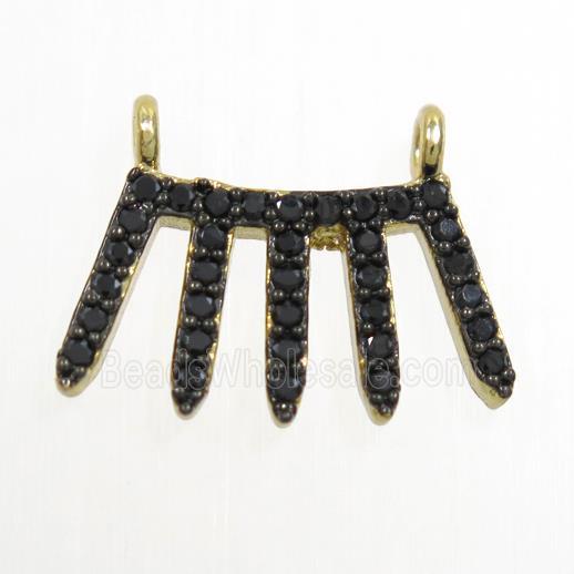 copper pendant paved zircon with 2loops, gold plated