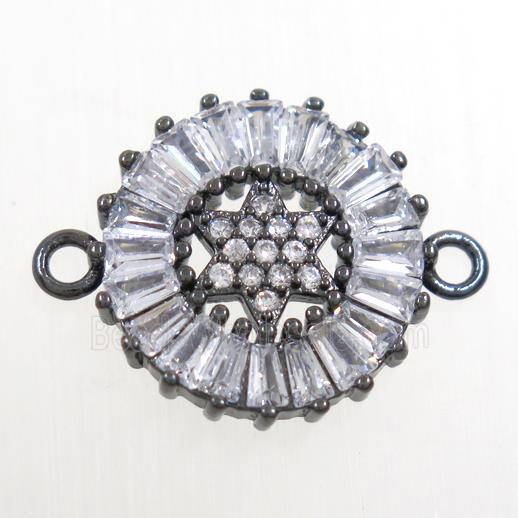 copper circle connector paved zircon, black plated