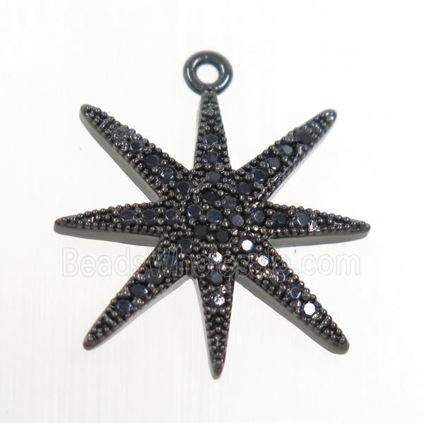 copper northstar pendant paved zircon, black plated