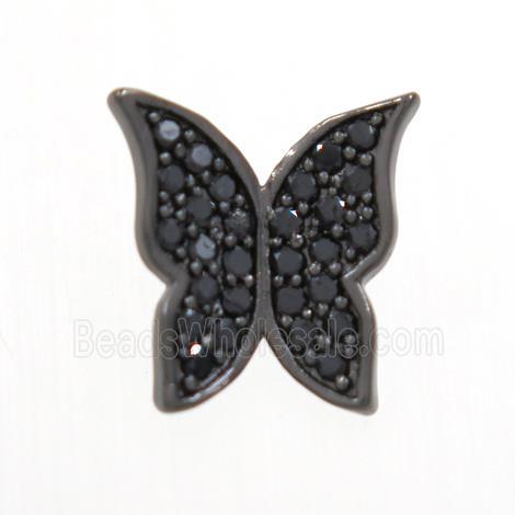 copper butterfly beads paved zircon, black plated