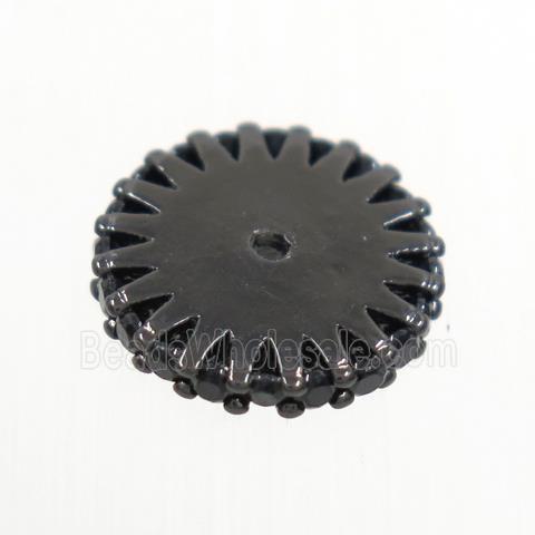 copper spacer heishi beads paved zircon, black plated
