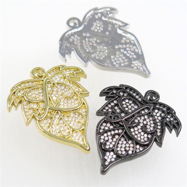 copper maple leaf pendants paved zircon, mix color