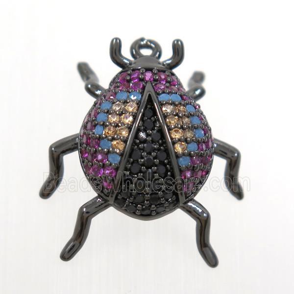 copper beetle pendant paved zircon, black plated