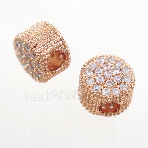 copper button beads paved zircon, rose gold