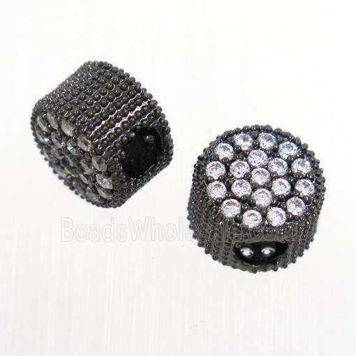 copper button beads paved zircon, black plated