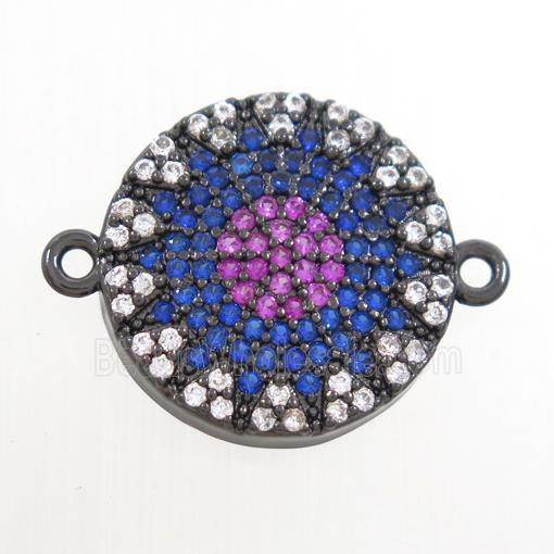 copper circle connector paved zircon, black plated