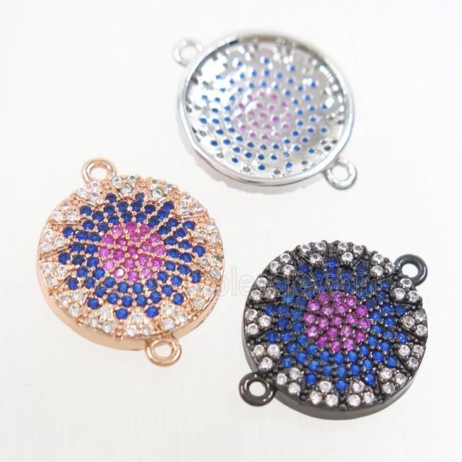 copper circle connector paved zircon, mix color