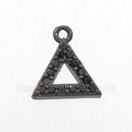copper triangle pendant paved zircon, black plated