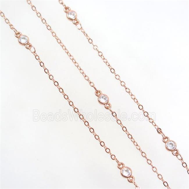copper chain with zircon, rose gold