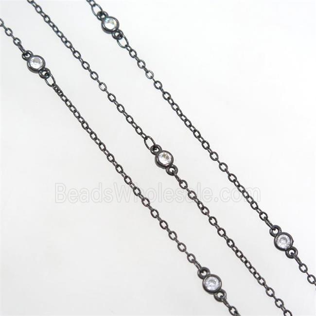 copper chain with zircon, black plated