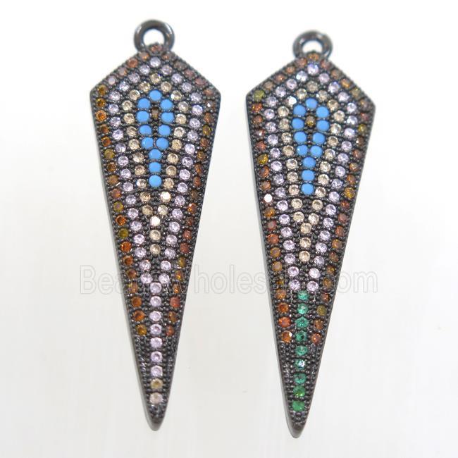 copper arrowhead pendant paved zircon, black plated