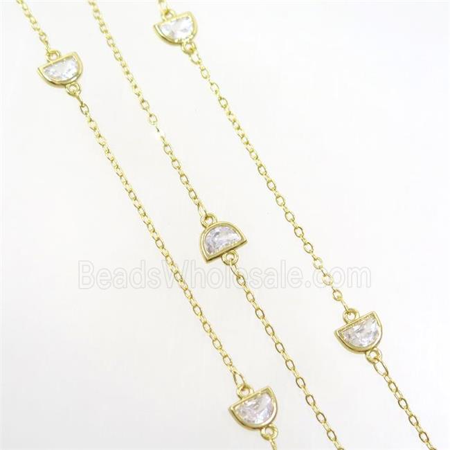 copper chain with zircon, gold plated