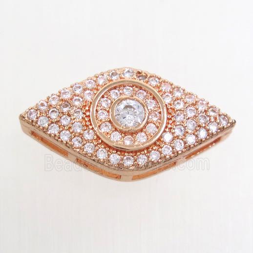 copper eye connector paved zircon, rose gold