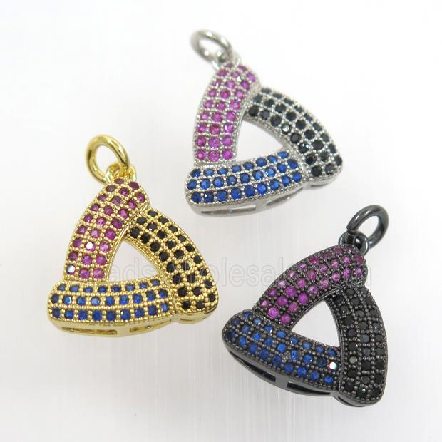 copper triangle pendant paved zircon, mix color