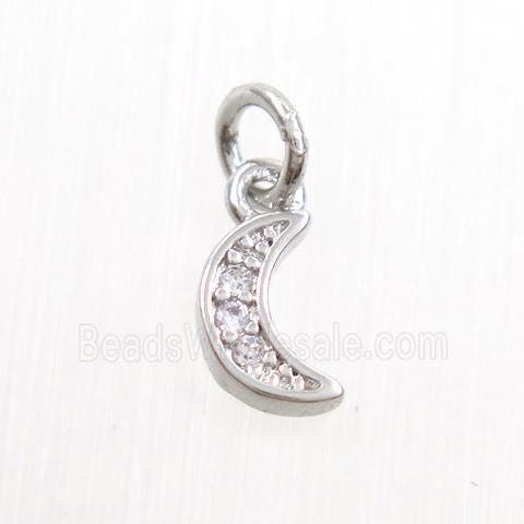 copper moon pendants paved zircon, platinum plated