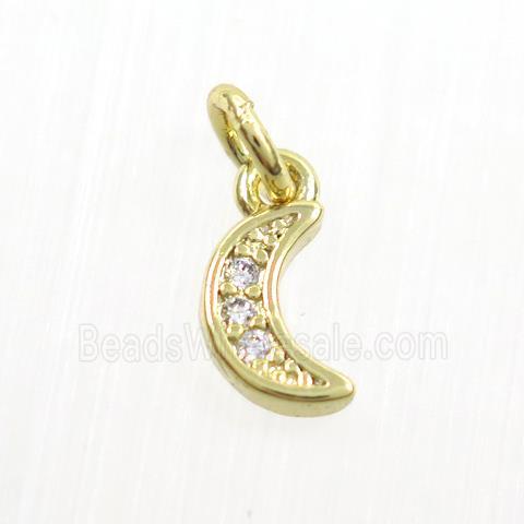 copper moon pendants paved zircon, gold plated