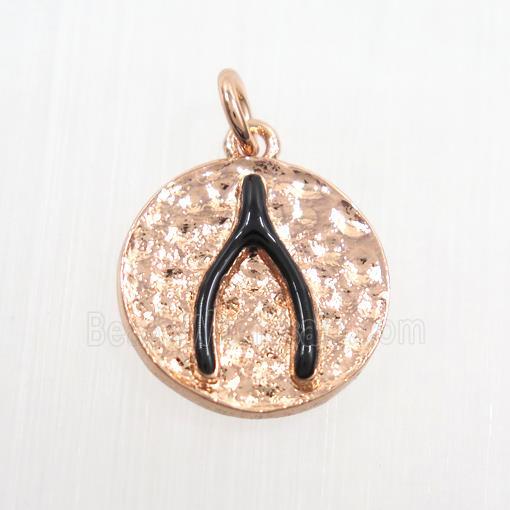 copper Wishbone pendants, rose gold