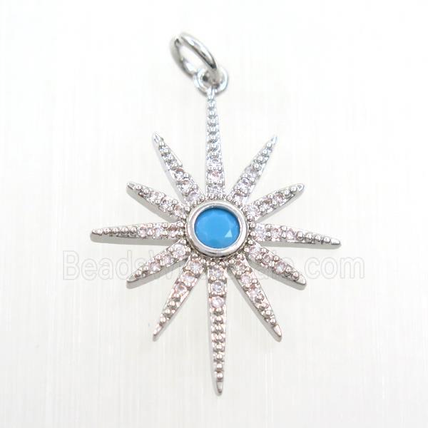 copper northStar pendants paved zircon, platinum plated