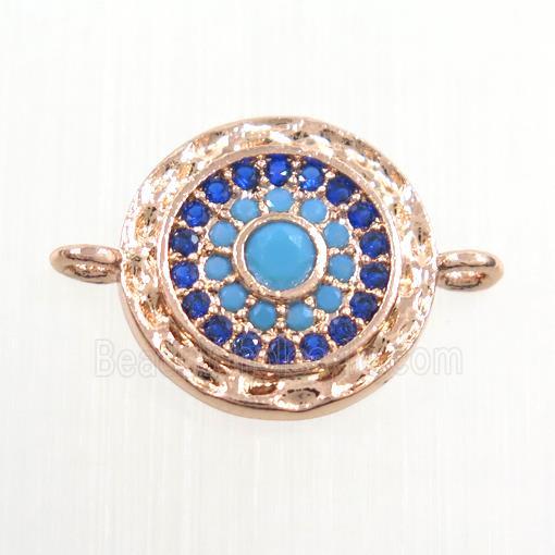 copper circle connector paved zircon, rose gold