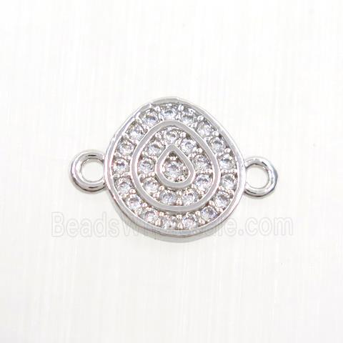 copper connector paved zircon, fire, platinum plated