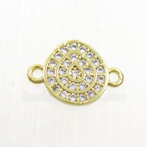 copper connector paved zircon, fire, gold plated