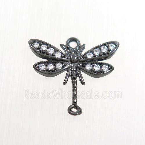 copper dragonfly connector paved zircon, black plated