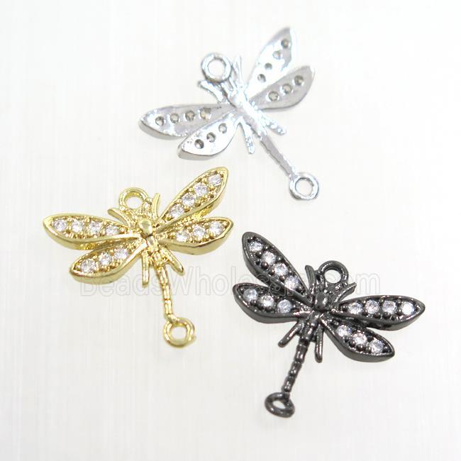 copper dragonfly connector paved zircon, mix color