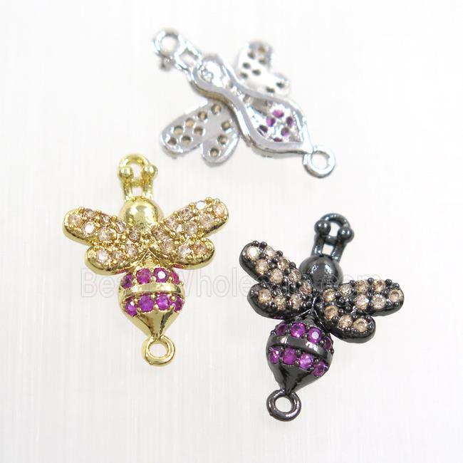 copper honeybee connector paved zircon, mix color